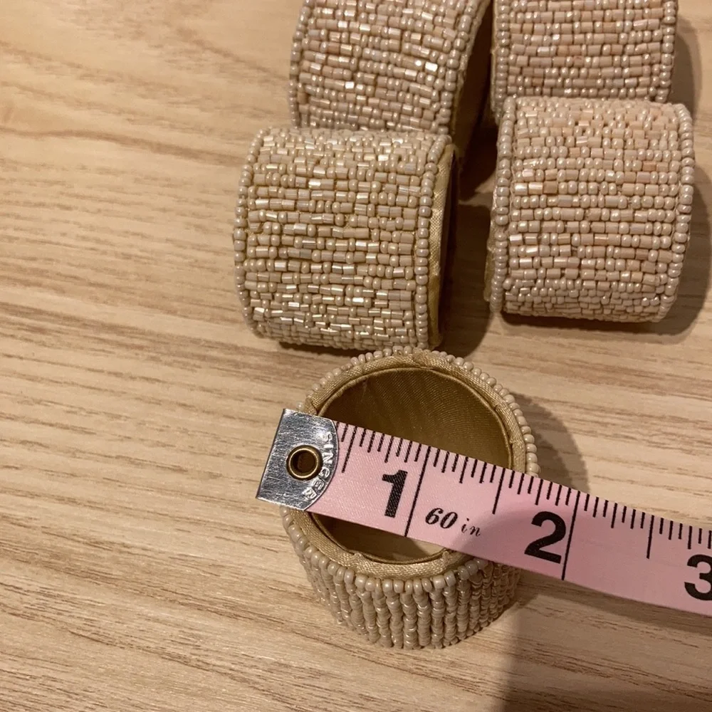 Beaded napkin rings (6)ivory cream classic